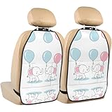 WZYWHJ Baby Elephant and Balloon Printing Car seat Anti Kick Storage pad 2 Pieces, Multi-Functional Storage Bag seat Protector After Installation