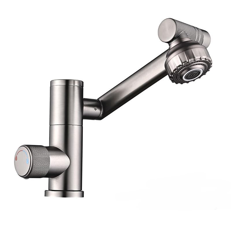 Mitigeur de lavabo gris avec affichage intelligent de température pour salle de bain