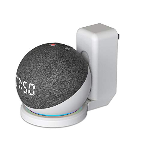 Maxymilo’s Dot 4 Halterung für Steckdose, Wandhalterung Dot 4. Generation für Küche, Bad, Schlafzimmer, platzsparend, ohne Schrauben, Kabelmanagement, Dot 4 Mount Steckdosenhalterung weiß Cover