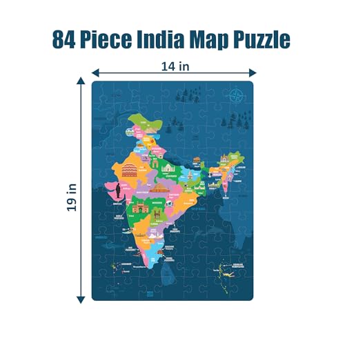 Image of popcorn Games & Puzzles India Map Puzzle for Kids with100 Flash Cards | Indian Flag Puzzles for Kid | Educational Toy for Learning | Gifts for Ages 6+ Years Old Childrens