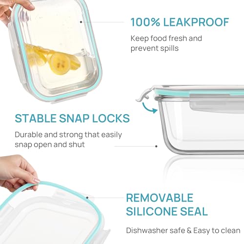 Image of Vtopmart 2Pack 2260ml /76.4oz Extra Large Glass Storage Containers, Green