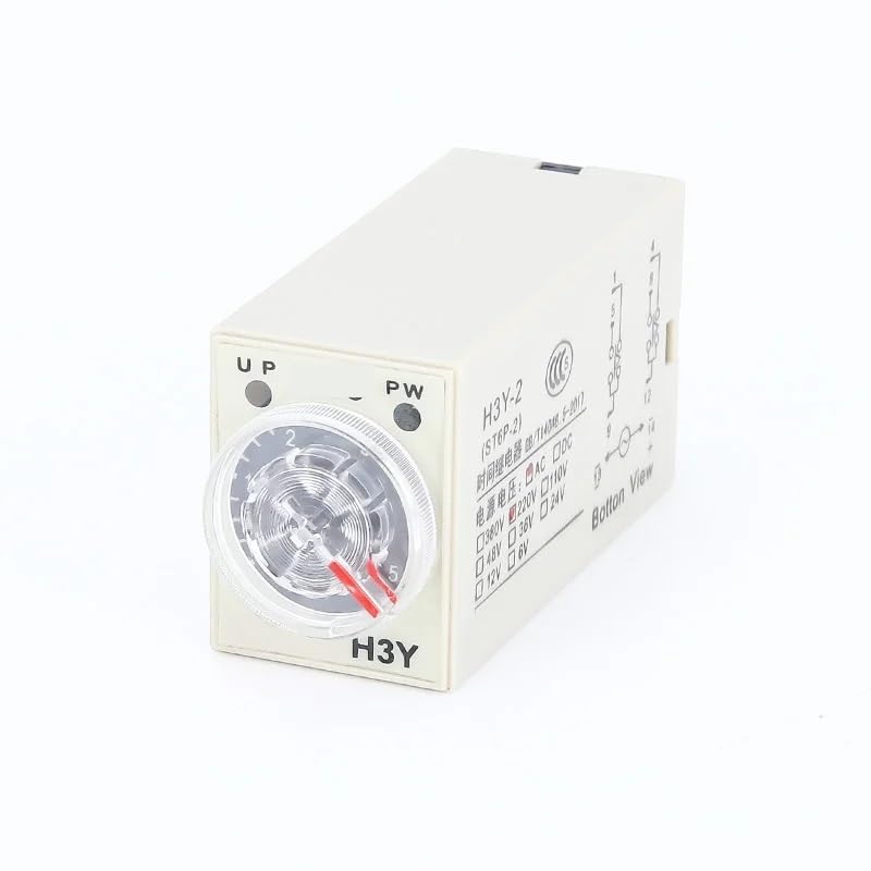 Power-on Delay Rotary Knob DPDT 5S/10S/30S/60S/3M/5M/10M/30M Timer Time Relay AC 24V 220V 380V H3Y-2 with Base Socket(VoltageAC380V,1M)