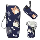 CEJAS 1 Stück Lsoliertasche Babyflasche,Babyflaschen Wärmer,Baby Flaschen Thermotaschen,Baby Milchflaschen Wärmer,Tragbare Babyflaschentasche,Für Kinderwagenreisen Im Freien,Kätzchen