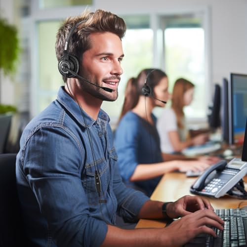 Arama A202S Rj9 Phone Headset With Noise-Canceling Mic & Volume Mute Control Telephone Headset Compatible thumb #6