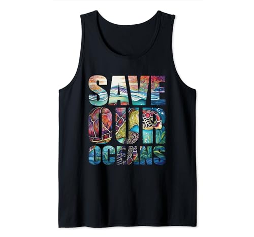 Salvar nuestros océanos Proteger a las tortugas Tierra Día Mundial del Océano 2024 Camiseta sin Mangas