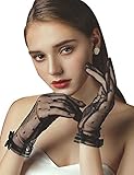 QRBTSCL Short Black Lace Gloves Tea Party Gloves Costumes Gloves for Wedding Dinner Party