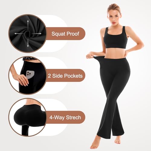 Flare Yoga Pants with Pockets for Women, High Waisted Bootcut Leggings for Workout Casual3