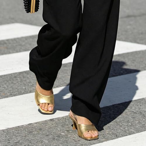 Athlefit Kitten Heels Square Open Toe Dressy Sandals Gold Heels Size 8 by Athlefit - Used condition - Image 4