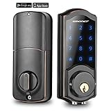 [2020 Newest] Smart Deadbolt, SMONET Bluetooth Door Lock Keyless, Touchscreen Keypad, Auto Lock, Remote Sharing, Send Ekeys, Free APP Monitoring, Easy to Install for Home, Hotel, Apartment, Black