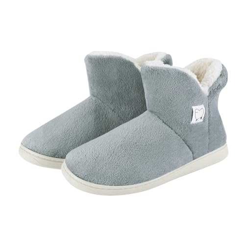 Ibluelover Women Men Bootie Slippers Winter Warm Anti Slip Xmas Indoor Plush Boots Memory Foam Slippers Wool Footwear