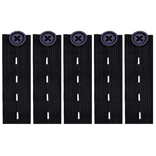 NTCL 5 Pcs Denim Hosen Bunderweiterung Elastischen Knöpfe Schwangerschaft Hosenerweiterungs Elastisch Erweiterung Hosenknopf Taille Schwanger Einstellbare Taillen (schwarz), 3.27×0.98in / 8.3x2.5cm Cover