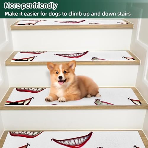Alfombras para peldaños de madera Scary Red Lips de 8x30 pulgadas 6