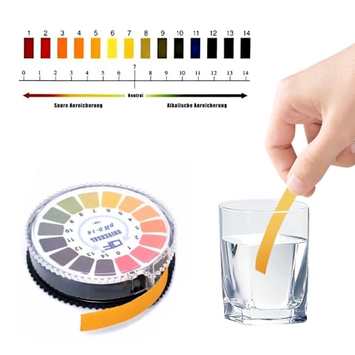  HAPPOW 2 Rolle Lackmuspapier, 5 m/Roll PH Teststreifen, PH Papier 0-14, Tape-shaped Fruchtwasser Teststreifen, Convenient and Hygienic, pH Wert Messung für Wasser & Boden& Körper&Kosmetik