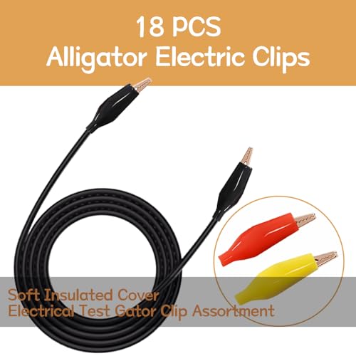 Image of 18PCS 3 Colors Brass Gator Clips, Alligator Clips Electrical Test with Soft Insulated Cover DD035