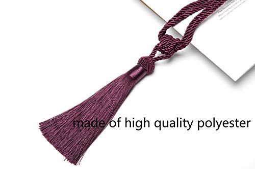 BEL AVENIR Curtain Tiebacks Hand-Woven Holdbacks Home Decorative Tassels Tiebacks (Purple, 4 Pack)