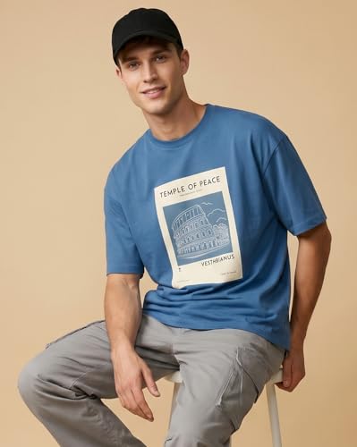 Image of Nobero Men's Oversized Graphic T-Shirt for Men | Soft Cotton | Drop Shoulder Relaxed Fit | Printed Casual Tshirt for Men