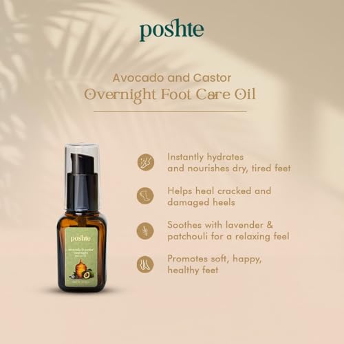 Image of Avocado and Castor Overnight Foot Care Oil for Rough, Dry and Repair Dull, Cracked Heels For Men & Women (30 Ml Golden)