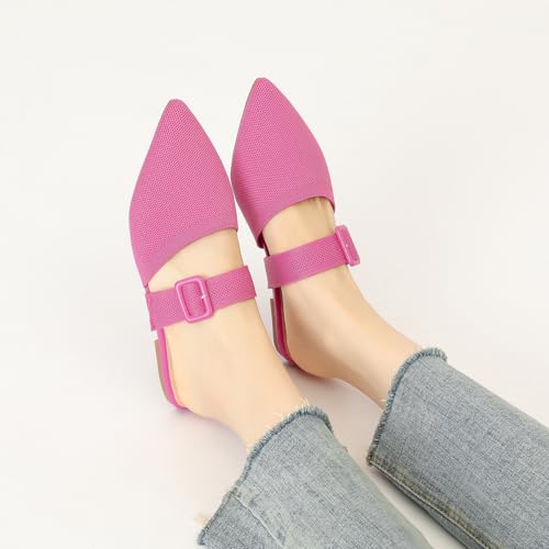 Image of Pointed Toe Mules for Women Flats，Slip On Mules Backless，Wide Width Mules，Mule Slides Flats Sandals