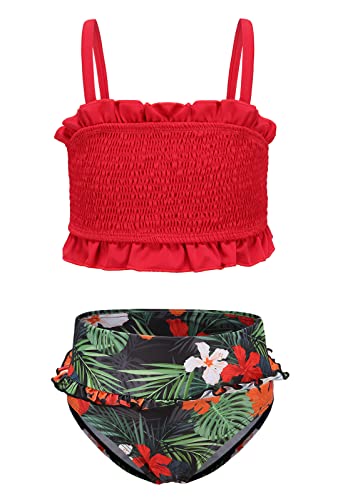 Image of Girls Bikini Swimsuits Two Piece Bathing Suit for Kids Girls Hawaiian Smocked Swimwear 3-16 Years