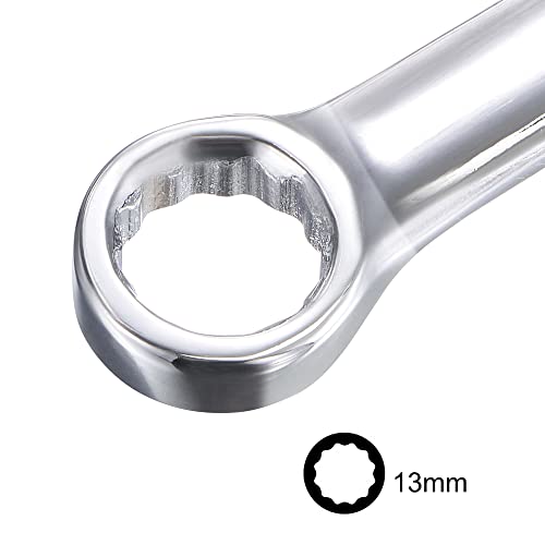 Uxcell Combination Wrench With Offset Box End And Angled Open End, Metric Mirror-Chrome Plated High Carbon Steel, 13Mm #TOP2