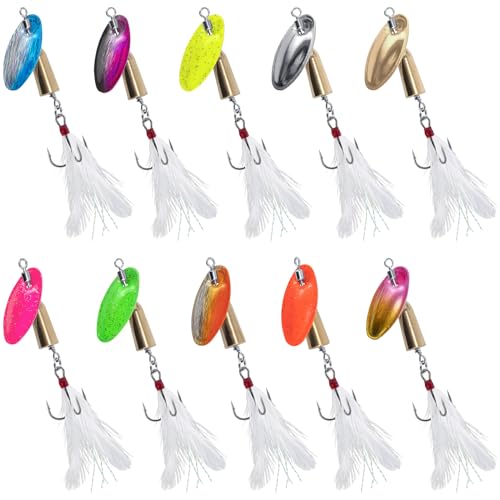 Dr.Fish 10pk Fishing Rooster Spinner Trout Bass Walleye Lures 1/4oz