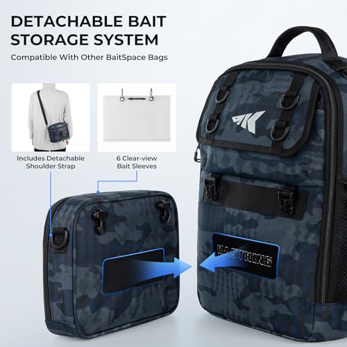 Image of KastKing BaitSpace Fishing Sling Bag, Fishing Backpack with Rod Holder