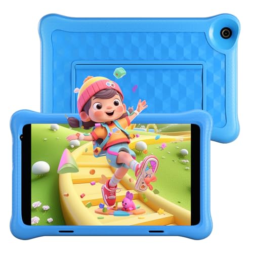 Freeski Tablet Infantil, 8 Pulgadas, Android 12 Tablet para niños, Pantalla HD, 2 GB de RAM 32 GB ROM, Quad Core, Kidoz preinstalado, WiFi, Bluetooth, Doble cámara de Aprendizaje (Azul)