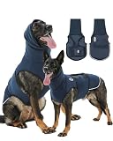 Meifsou Dog Anxiety Vest with Hood, Skin-Friendly Thunder Jacket for Dogs, All-in-One Dog Calming Shirt with Hood for Thunder, Fireworks, Separation - Keep Pet Calm Without Medicine, Dark Blue, XL