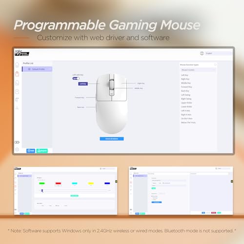RK ROYAL KLUDGE RK MO3 Wireless Gaming Mouse, 48g Lightweight Computer Mouse, Bluetooth/2.4G/Wired Rechargeable PC Game Mice with Programmable Buttons and Silent Clicks, 6000 DPI for Laptop/Mac, White — view 6