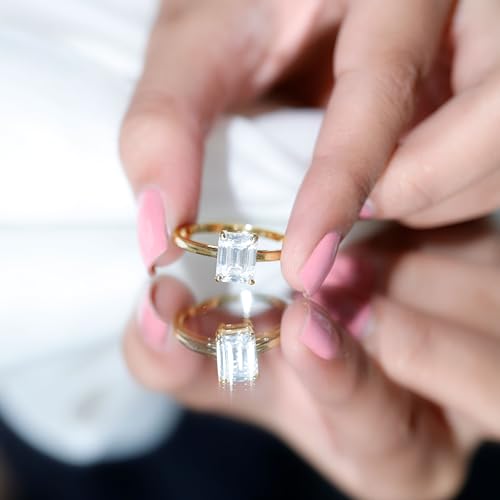 Certified Moissanite 7X9mm Emerald Cut Engagement Ring, D-Vs1 Quality, Moissanite Solitaire Ring - Ready To Gift4