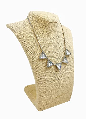 Love de La Vie Expositor de collares para joyas, busto de collar, cuerda de cáñamo, soporte de busto de tamaño mediano (beige)