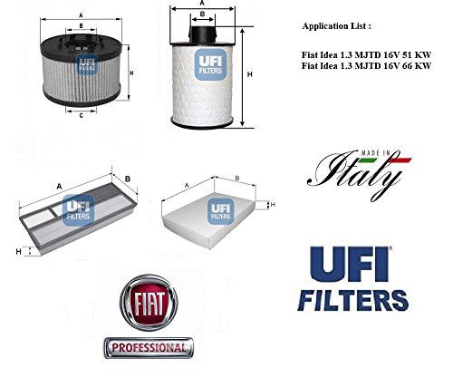 Kit 4 filtri tagliando UFI Fiat Idea 1.3 MJTD 16V