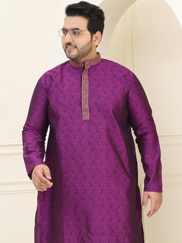 Image of SOJANYA Plus(Since 1958), Men's Silk Blend Self Design ONLY Long Kurta
