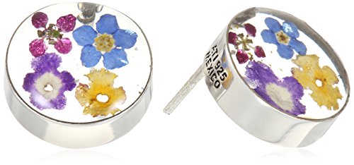 Sterling Silver Pressed Flower Multi-Round Post Stud Earrings