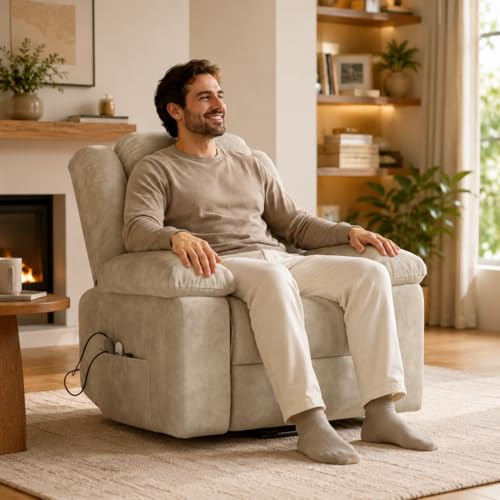 Silla de Masaje Eléctrica Con Calefacción y Reposapiés - Sillón Relax Reclinable Con Vibración y Función de Masaje (Marrón Style-A)