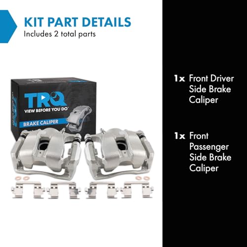 Image of TRQ Front Brake Caliper Set Zinc Coated Hardware Brackets Compatible with 2013-2018 Acura RDX 2014-2019 RLX