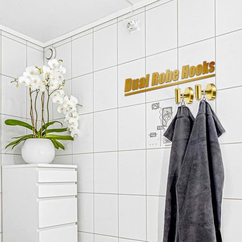 PokShow 4Pcs Gold Bathroom Accessories Set, Brushed Gold Bathroom Hardware with Toilet Paper Holder,Towel Ring & Robe Hooks,Wall Mounted Stainless Steel Bathroom Hardware for Modern Home by PokShow - Used condition - Image 6