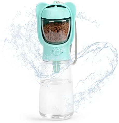 Coomazy Dog Water BottlePortable Dog Drinking Bottle for Walking Leak Proof Outdoor Water Dispenser with Food Container Pet travel Bottle(550ml Blue)