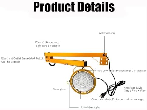 LED Dock Light,Folding Arm Work Light w/360° Rotatable Lamp Head & Double Swing Arm for Irradiation Range, IP65 Heavy Duty, Soft Non-Scattering Light for Warehouses & Containers(30w)