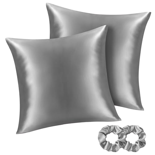 BEDELITE Satin Kissenbezug 2er Set 80x80 Grau