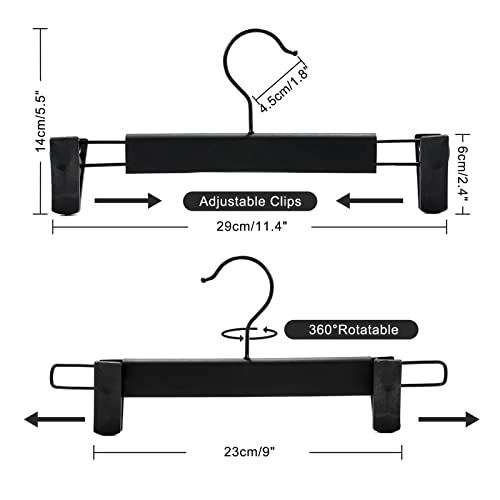 Gurkkst 10 Stück Hosenbügel Kleiderbügel mit starken Antirutsch verstellbaren Klammer Kleiderbügel Hosen für Hängende Hosen Socken Röcke Mäntel Schwarz