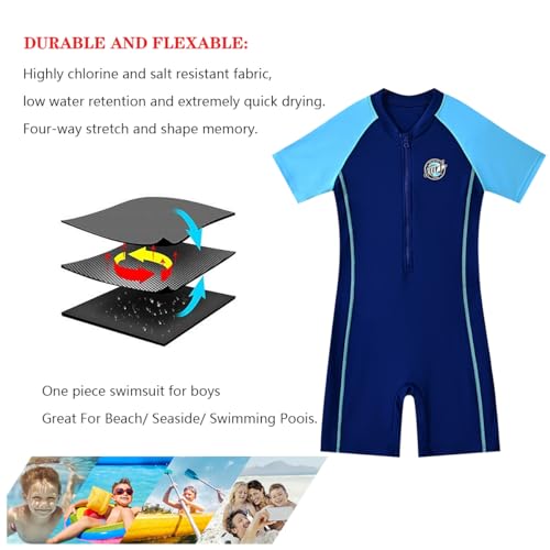 Image of karrack Girls and Boys One Piece Rash Guard Swimsuit Kid Water Sport Short Swimsuit UPF 50+ Sun Protection Bathing Suits