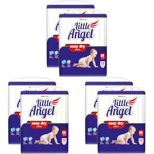 Image of Little Angel Easy Dry Diaper Pants with 12 hrs Absorption Medium (M) Size 144 Count, Pack of 6, 7-12 Kgs - M (72 Count, Pack of 6)