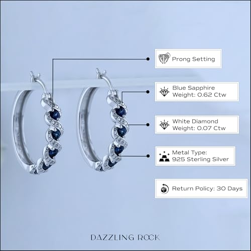 Dazzlingrock Collection Round Gemstone & White Diamond Twisted Waves Hinged Post Hoop Earrings for Her in 925 Sterling Silver4
