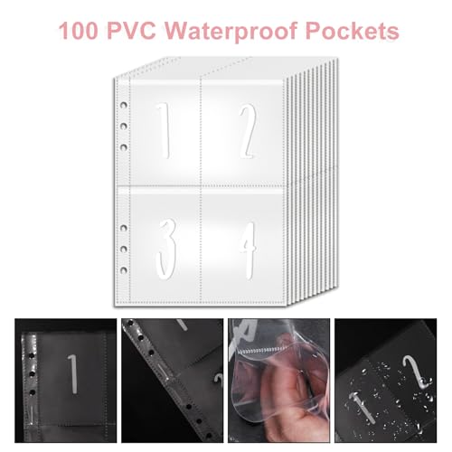 ROSYLEVE 100 Envelope Saving Challenge mit 6pcsTextmarkermit mit zwei Spitzen,Budgetplaner und Sparmappe für Geld, A5 Ringbuch die Challenge zu meistern und in 100 Tagen 5.050 $ zu sparen Rosa