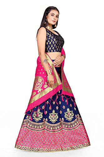 Image of LAHER Girl's Casual Wear Heavy Banarsi Jacquard Soft Silk Bridal Semi-Stitched Lehanga Choli With Dupatta Set.