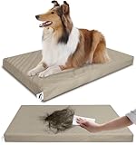 GUANGDEEN Leather XL Dog Bed, Waterproof Hair Resistant Dog Beds with Washable Covers, Orthopedic Egg Crate Foam Pet Bed