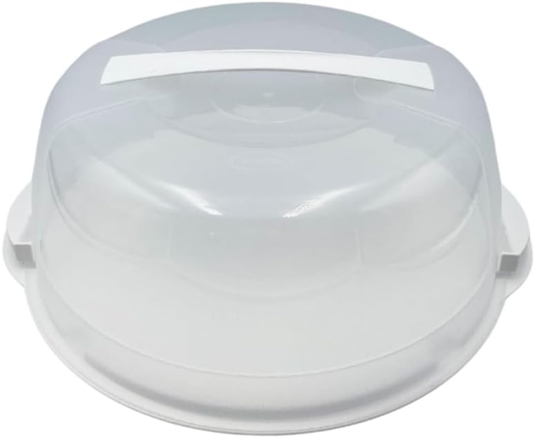 Set 2 Porta Torte Con Coperchio E Manico: Scatole Per Trasporto Torte Ronda In Plastica 26 Cm, Blu E Rosa, Con Vassoio - 2