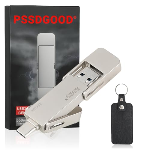 PSSDGOOD 256GB USB�h���C�u �|�[�^�u�� SSD ���� 550MB/�b 2�C��1�t���b�V���h���C�u Type C+A USB3.2 Gen2 �O�t���\���b�h�X�e�[�g�h���C�u SSD �O�t���n�[�h�h���C�u iPhone 15/16/17/An