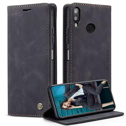 Belzsxy Funda Compatible con Huawei P Smart 2019/nova Lite3, [Ranuras Tarjetas] [Soporte Plegable] Premium PU Cuero Flip Folio Carcasa Compatible con Huawei P Smart 2019/nova Lite3 - Negro